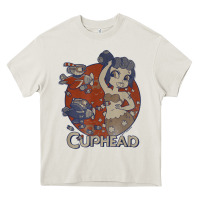 Cream cuphead cala maria airplane attack t shirt Heavy Core Tee - linhVisuals
