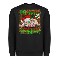 Black merry christmas baby pig Heavyweight Sweatshirt - RanaPortraitStore