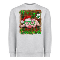 Heather Grey merry christmas baby pig Heavyweight Sweatshirt - RanaPortraitStore