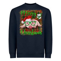 Navy merry christmas baby pig Heavyweight Sweatshirt - RanaPortraitStore