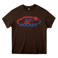 Chocolate Brown usa hockey Heavy Core Tee - linhVisuals
