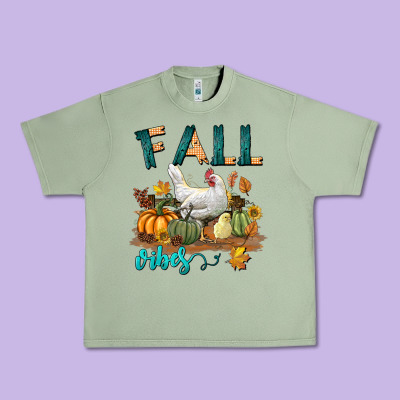 Fall Vibes Chicken Urban Heavy Tee Designed By Lillyallendesigns