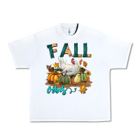 White Fall Vibes Chicken Urban Heavy Tee - LillyAllenDesigns