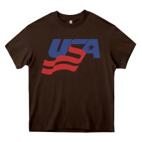 Chocolate Brown usa hockey simple Heavy Core Tee - linhVisuals