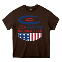 Chocolate Brown usa curling team Heavy Core Tee - linhVisuals