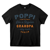 Black Mens Poppi Like a Regular Grandpa Funny Fathers Day Heavy Core Tee - linhVisuals