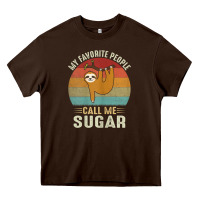 Chocolate Brown womens my favorite people call me sugar cute sloth lover grandma Heavy Core Tee - linhVisuals