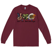 Burgundy peace love bald head eagle Long Sleeve Tee - LillyAllenDesigns