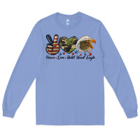 Colony Blue peace love bald head eagle Long Sleeve Tee - LillyAllenDesigns