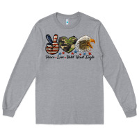 Heather Grey peace love bald head eagle Long Sleeve Tee - LillyAllenDesigns
