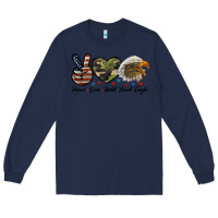 Navy peace love bald head eagle Long Sleeve Tee - LillyAllenDesigns