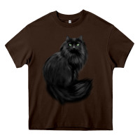 Chocolate Brown black cat Heavy Core Tee - linhVisuals