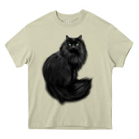 Mossy black cat Heavy Core Tee - linhVisuals