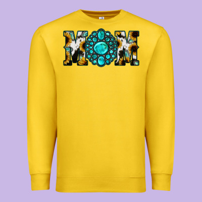 Sunflower Cowhide Turquoise Gemstone Mom Premium Sweatshirt Designed By Jasminsmagicworld