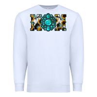 White Sunflower Cowhide Turquoise Gemstone Mom Premium Sweatshirt - Jasminsmagicworld