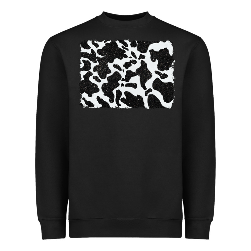 Distressed Black Glitter Cowhide Pattern Heavyweight Sweatshirt by RanaPortraitStore | Teevron