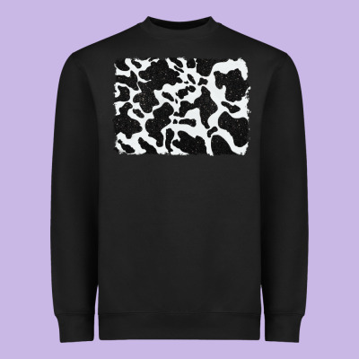 Distressed Black Glitter Cowhide Pattern Heavyweight Sweatshirt Designed By Ranaportraitstore
