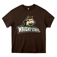 Chocolate Brown wright state Heavy Core Tee - linhVisuals