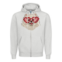 Dove Grey white pomeranian with love glasses Zipper Hoodie - RanaPortraitStore