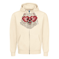 Sandshell white pomeranian with love glasses Zipper Hoodie - RanaPortraitStore