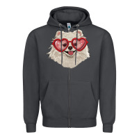 Smoke white pomeranian with love glasses Zipper Hoodie - RanaPortraitStore