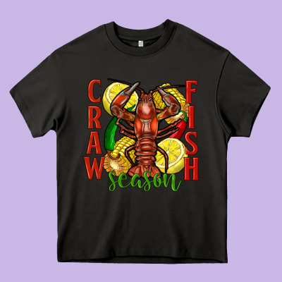 Crawfish Season Heavy Core Tee Designed By Fadigitalartstudio