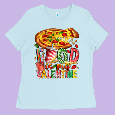 Food Is My Valentine Ladies Tee Designed By Cowhidedigitalart