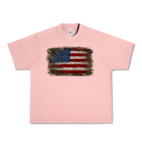 Salmon Camouflage Usa Flag Background Urban Heavy Tee - Jasminsmagicworld