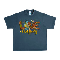 Midnight Navy Love Camping Urban Heavy Tee - CowhideDigitalArt