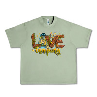 Oil Green Love Camping Urban Heavy Tee - CowhideDigitalArt