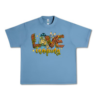 Pebble Blue Love Camping Urban Heavy Tee - CowhideDigitalArt