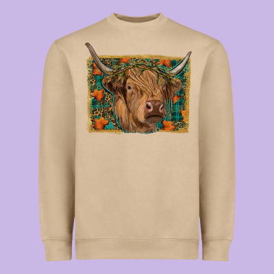 Highland Cow Fall Heavyweight Sweatshirt Designed By Ranaportraitstore