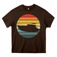 Chocolate Brown boat t  shirt boat trip silhouette on a distressed retro sunset produc Heavy Core Tee - linhVisuals