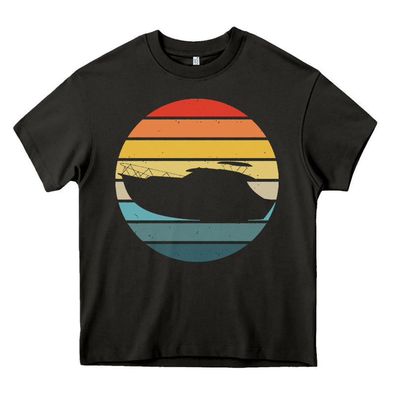 Boat T  Shirt Boat Trip Silhouette On A Distressed Retro Sunset Produc Heavy Core Tee by linhVisuals | Teevron