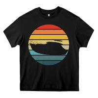 Black boat t  shirt boat trip silhouette on a distressed retro sunset produc Heavy Core Tee - linhVisuals