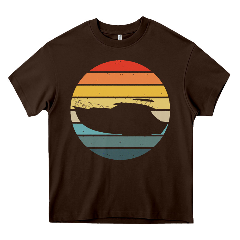 Boat T  Shirt Boat Trip Silhouette On A Distressed Retro Sunset Produc Heavy Core Tee by linhVisuals | Teevron