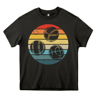 Asphalt bocce ball t  shirt bocce ball silhouette on a distressed retro sunset Heavy Core Tee - linhVisuals