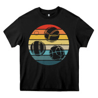 Bocce Ball T  Shirt Bocce Ball Silhouette On A Distressed Retro Sunset Heavy Core Tee | Teevron