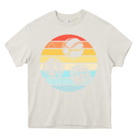 Cream bocce ball t  shirt bocce ball silhouette on a distressed retro sunset Heavy Core Tee - linhVisuals