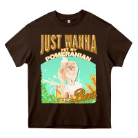 Chocolate Brown pommeranian t  shirt dog owner, just wanna pet my pommeranian & drink Heavy Core Tee - linhVisuals