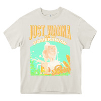 Cream pommeranian t  shirt dog owner, just wanna pet my pommeranian & drink Heavy Core Tee - linhVisuals