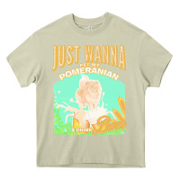 Mossy pommeranian t  shirt dog owner, just wanna pet my pommeranian & drink Heavy Core Tee - linhVisuals