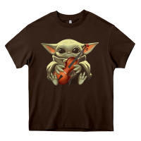 Chocolate Brown baby yoda hug violin [tb] Heavy Core Tee - linhVisuals