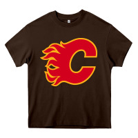Chocolate Brown the-flames-calgary-sports Heavy Core Tee - linhVisuals