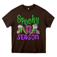 Chocolate Brown Spooky Season Coffee Cups Heavy Core Tee - FaDigitalArtStudio