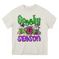 Cream Spooky Season Coffee Cups Heavy Core Tee - FaDigitalArtStudio