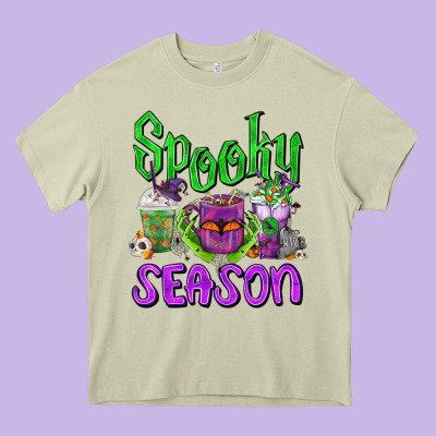 Spooky Season Coffee Cups Heavy Core Tee Designed By Fadigitalartstudio