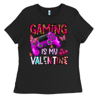 Black gaming is my valentine Ladies Tee - CowhideDigitalArt