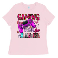 Bubblegum Pink gaming is my valentine Ladies Tee - CowhideDigitalArt