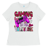 White gaming is my valentine Ladies Tee - CowhideDigitalArt